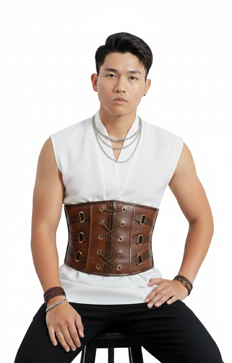 The Vanguard: Men’s Triple-Buckle Leather Kidney Belt | Wide Viking & Steampunk Cincher