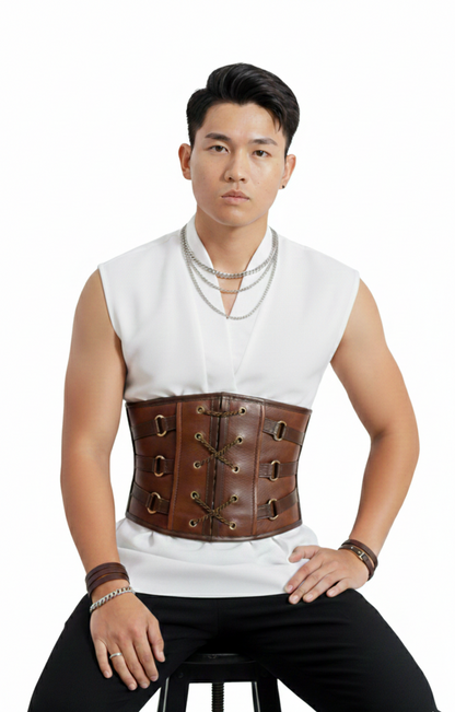 The Vanguard: Men’s Triple-Buckle Leather Kidney Belt | Wide Viking & Steampunk Cincher